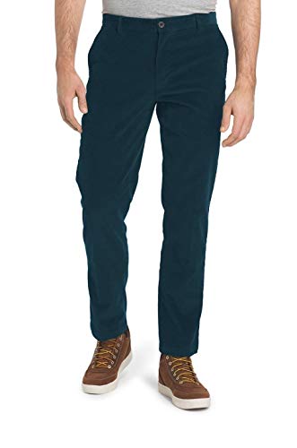IZOD Men's Tailgate Stretch Flat Front Straight Fit Corduroy Pant, Moonlight Ocean, 40W X 30L