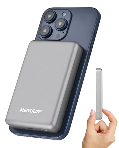 MEIYULIN Banco de energía magnético, batería inalámbrica de carga rápida de 10,000 mAh con cable USB-C, compatible con iPhone 16 Pro Max/16 Pro/16/15/14/13/12