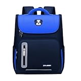 Mochila Escolar Infantil À Prova D'água Para Meninos Meninas Ortopédicas Do Ensino Fundamental Impermeavel Nylon Leve 42 Cm (Azul Escuro)
