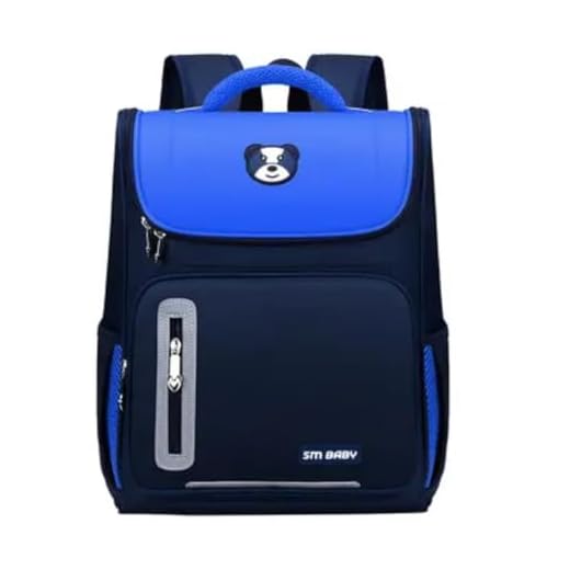 Mochila Escolar Infantil À Prova D'água Para Meninos Meninas Ortopédicas Do Ensino Fundamental Impermeavel Nylon Leve 42 Cm (Azul Escuro)