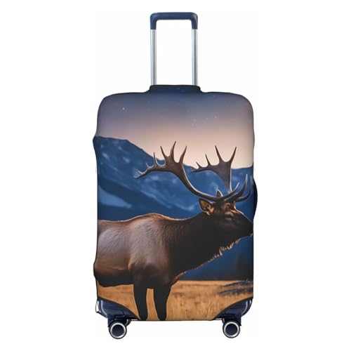 Elk In The Meadow Elastic Travel Luggage Cover, Washable Spandex Suitcase Protector, Anti-Scratch Fits 18-32 Inch