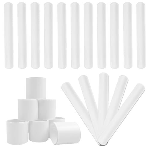 Uniticber White Blank Slap Bracelets Bulk 36 PCS - DIY Craft Painting Vinyl Wristbands for Party Favors