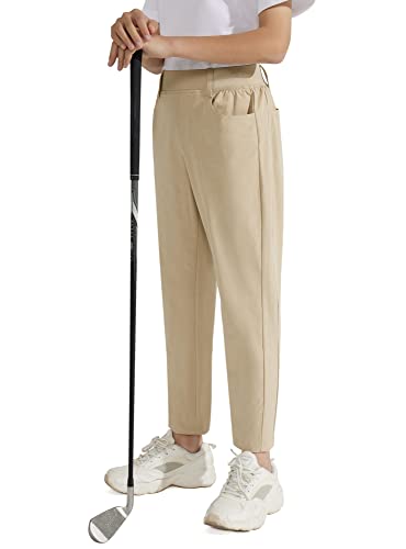 Dizoboee Boys Golf Jogger Pants Slim Fit Stretch Kids Pull-On Flat Front Comfortable Active School Uniform Pants With Pockets, Khaki, M #TOP1