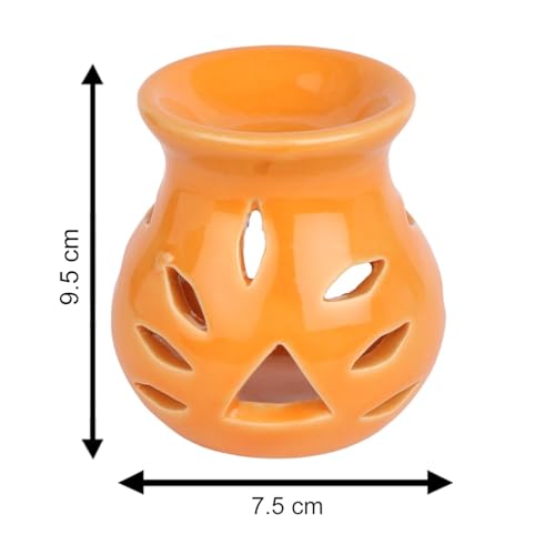 Image of Pure Source India Ceramic Aroma Burner (Set of 1, Orange)