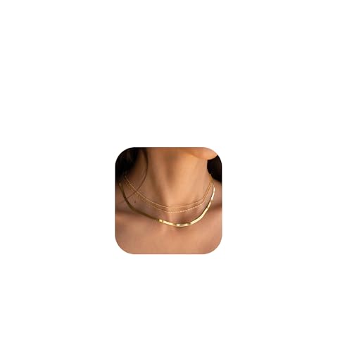 Gold Necklace for Women,Dainty Gold Necklace,14k Gold Plated Snake Gold Chain Choker Necklaces Simple Gold Layered Necklaces Gold Jewelry Sets for Women