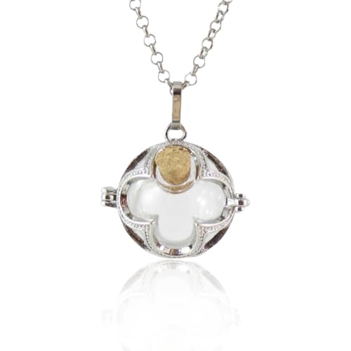QOCUILC Collana palla di vetro Gabbia con Fiori, Medaglione Apribile per Ceneri, Bottiglie di lanugine, bottiglie di olio essenziale Regalo della e Portalo con te Ricordi Preziosi