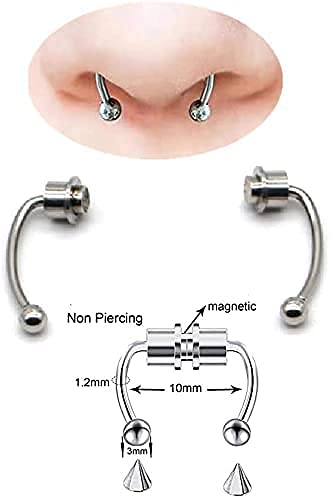 CARSINEL Non Piercing Magnetic Septum Nose Ring for Women Stainless Steel Hoop Reusable Fake Nose Jewelry