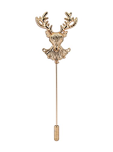 Knighthood Reindeer Head Lapel Pin Badge Coat Suit Collar Accessories Brooch for Men Golden