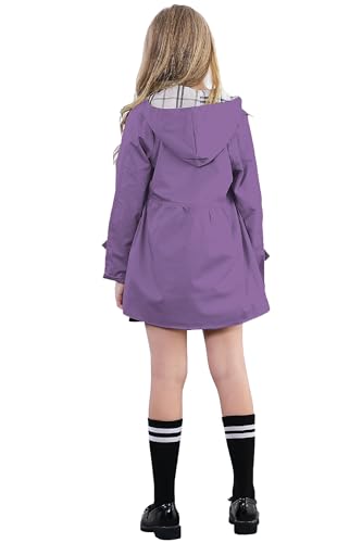 Image of Betusline Girl's Single Breasted Trench Coat Hooded Dress Coat Outerwear, 2-14 Years