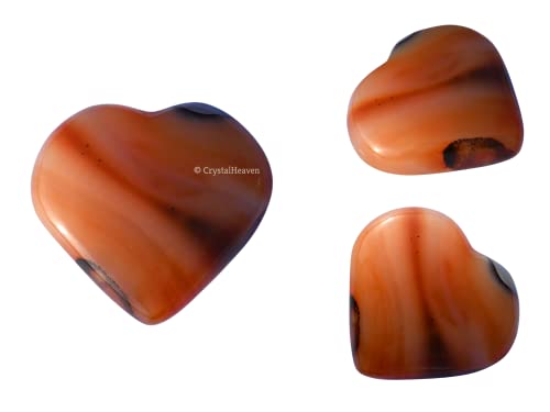 Image of Crystal Heaven Carnelian Crystal Heart Palm Pebbles Stones For Anxiety Stress Relief Massage - Aaa Grade Original Healing Gemstone Agate Heart Palm Stone For Yoga Meditation Spiritual