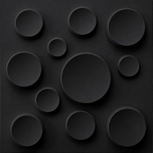 Image of Kayra Decor 3D PVC Wall Panels for Bedroom & Living Room | Moon Design | Black Color | 19.7 x 19.7 Inch | Pack of 18 | 42.48 Sq Ft