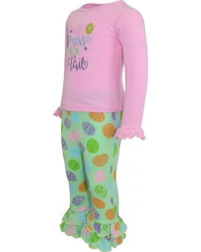 Image of Unique Baby 2 Piece Girls Double Ruffle Leggings and Long Sleeve Shirt Clothes Set Kid and Toddler Girl Outfit