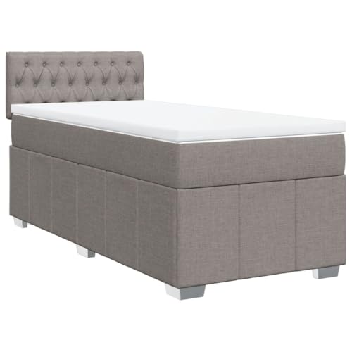 Genérico Cama Box Spring con colchón Tela Gris Taupe 90x190 cm,Mobiliario,Camas y Accesorios,Camas y somieres-3286934
