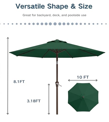Sombrilla de patio de 10 pies resistente al viento con protección UV para mesa 7