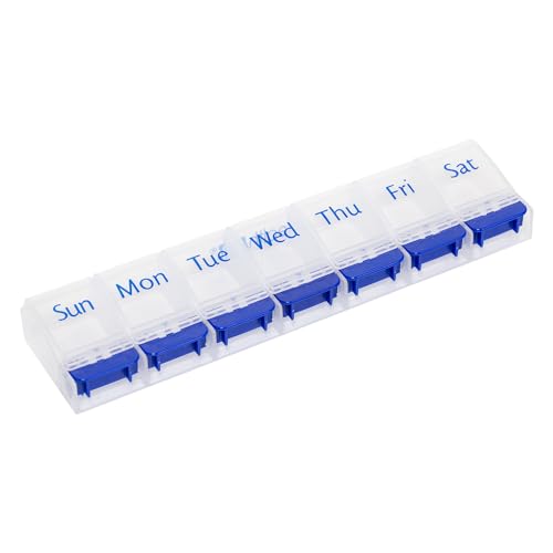 Pilulier 7 jours ergonomique avec clapets souples et boite medicaments