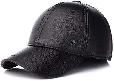 Genericautumn and winter thick warm baseball cap leather cap with ear men's all-match hat dad's cap (2)