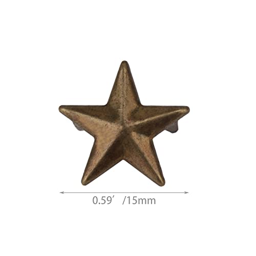 200 Pcs Metal Decorative Rivets Five-Pointed Star Rivet Tack 15Mm Bronze Color For Diy Leather-Craft #TOP3
