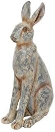 Sitting Grey Hare Garden Ornament. 27cm tall