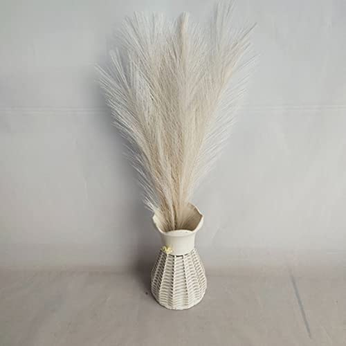 Pampas artificielles blanches sans perte de plumes lot de 6 - 7
