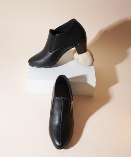 Image of TRYME and Stylish Block Heel Fashionable ankle Boots with Zip look for Womens and Girls