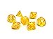 Translucent Polyhedral Dice Set - 7 Piece Dice Set with One D20, D12, D10, D8, D6, D4, and D00 (Yellow with White Font)