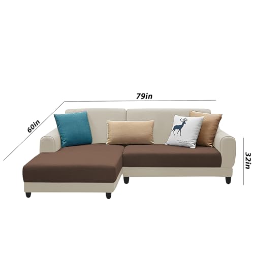 Image of Kraven LHS 4 Seater L Shape Sofa Set for Living Room (Cream Brown Fabric) Premium Fabric Sofa
