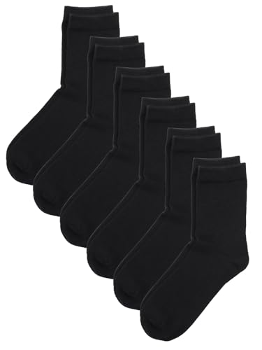 Image of COTTON DAY Unisex Little Kids Youth Boys Girls Soft Cotton School Crew Dress Socks Seamless Toe 6 Pack 2t-4t Black XS (4)