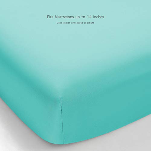 Basic Choice 4 Piece Sheet Set, Standard 100 By Oeko-Tex, Luxury Soft 2000 Series Bed Sheets Twin, Turquoise #TOP3