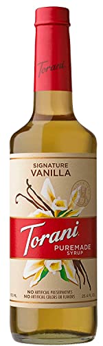 Torani Puremade Syrup, Signature Vanilla Flavor, Plastic Bottle, Natural Flavors, 25.4 Fl. Oz, 750 mL