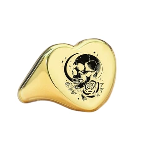 Bague cœur tête de mort argent sterling 925 plaqué or bijou hypoallergénique