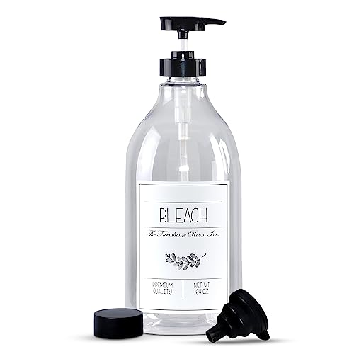 The Farmhouse Room Inc. Bleach Dispenser For Laundry Room - Pump Bottle Dispenser For Liquid Bleach - Bpa Free & Pet Plastic 1/2 Gallon Soap Dispenser - Waterproof Label Bleach Bottle For 64Oz #TOP30