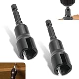 Fluher 2 PCS Hexagonal Handle Screwdriver Socket Wrenchs, Power Wing Nut Driver Set, 2.55 Inches Slotted Drill Bit Socket Kit, Car Modification Tools, Universal for Car (Black)