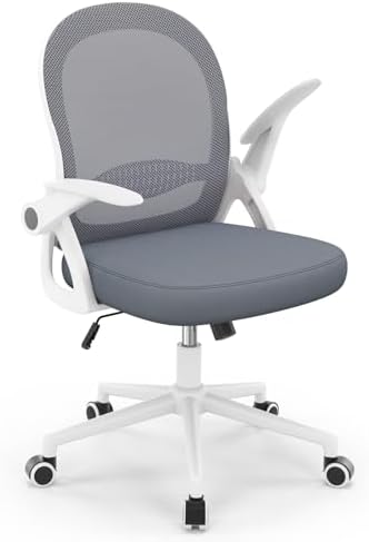 naspaluro Bürostuhl, Ergonomischer Schreibtischstuhl mit Atmungsaktiv Netzbespannung, Hochklappbare Armlehnen, Höhenverstellbarer, Computerstuhl, Leichter Stuhl, 360° Drehstuhl, Du