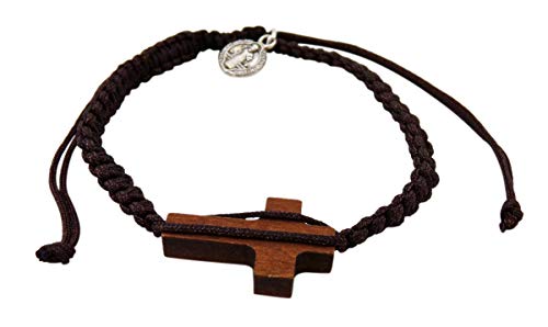 Pulsera Needzo St Benedict crucifijo ajustable 7.5 pulg miniatura 7