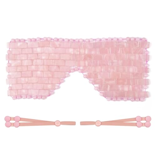 Valentines Day Gifts for Her: ideayard Rose Quartz Eye Mask, Cooling Eye Mask 100% All Natural Crystal Mask for Facial Puffy Eyes Reusable