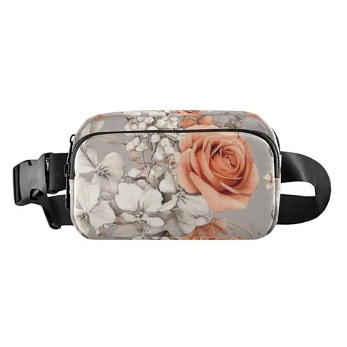 Marsupio con fiori autunnali colore per e grande capacità con cerniera con cinghia regolabile per shopping sport lavoro Fiori Autunno 1 size uomo donna elegante rosa grigio