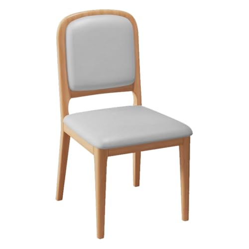 JIAOCKJIAO キッチンダイニングチェア、アームレスキッチンチェア、柔らかいパッド入りの背もたれ付きリビングルームアクセント食卓椅子、木製脚付きデスクルームスツール、レザーメイクアップサイドコーナースツール(Natural+Gray,1PCS)