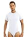 IEFIEL Pyjama Homme Short de Bain Ouvert Entrejambe Adulte Coton Barboteuse Body à Boutons-Pression Confortable T-Shirt Homme Maillot M-4XL Blanc 3XL