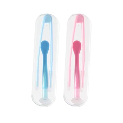 Image of 2 Pcs Contact Lens Tools with Tweezers and Suction Stick, Lens Applicator Tool Set,Eye Lens Care Kit for Daily Use and Travel, includ Blue and Pink
