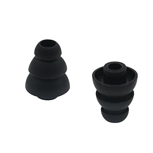 Alxcd Triple Flange Ear Tip, 6 Pairs S/M/L Size Triple Three Flange Noise Isolation Silicone Earbuds Tips With 4Mm Connector Hole, Fit For Most In Ear Earphone (Black)[S/M/L] #TOP2