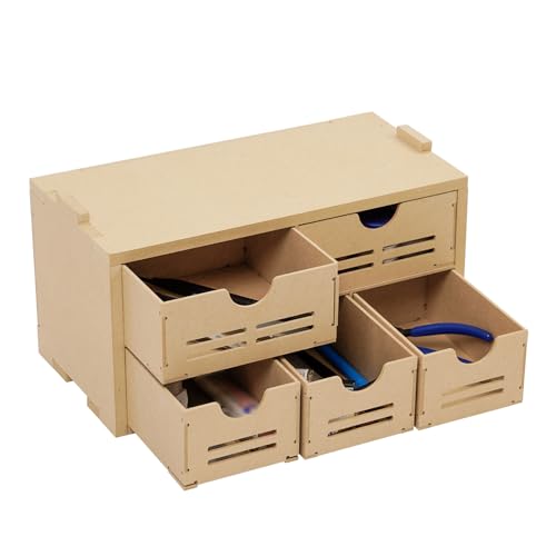 Image of Plastic Model Kit Tool Storage Rack, Drawer Hobby Modeling Tool and Parts Storage,Wooden Paint Organizer with MDF Material, Craft Supplies Storage for Tamiya Gundam Tools, GK2