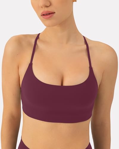 Image of PAVOI ACTIVE Open Back Strappy Yoga Workout Bras for Women - Low Support Criss-Cross Sports Gym Bra Removable Pads - FlexFlow