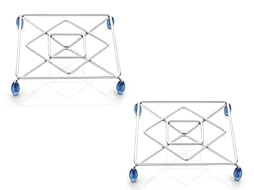 COINCE Stainless Steel Trivets Table Ring Hot Pot Stand Stainless Steel Pot Coaster Set, Square Cooking Pot Steaming Tray (16 x 16 cm) (Pack of 2)