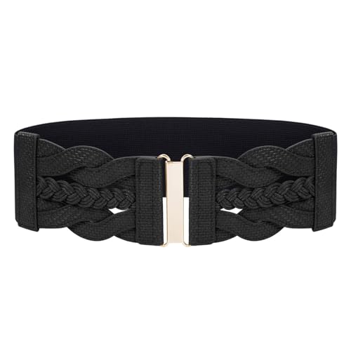 Women's Stretchy Wide Belt - 3 Inch Elastic Waistband, Vintage Style, Adjustable Fit for Dresses & Skirts