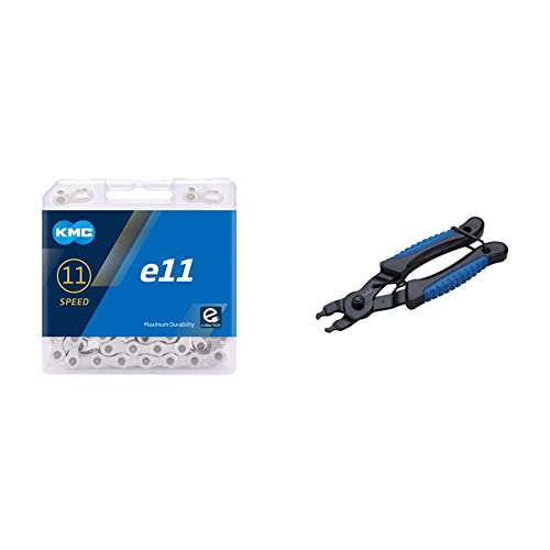 KMC Unisex – Erwachsene e11 Silver E-Bike 11-Fach Kette 1/2%22 x11/128, 122 Glieder, Silber & BBB Cycling LinkFix Kettengliedzange für Fahrräder, BTL-77