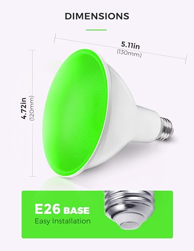 Image of L LOHAS LED Red Green Flood Light Bulbs, Christmas LED Flood Light Outdoor | PAR38, 100W Equivalent, 15 Watt Colored Porch Light Bulb, E26 Base Ideal for Home Lighting, Holiday, Party Decoration, 2 Pack