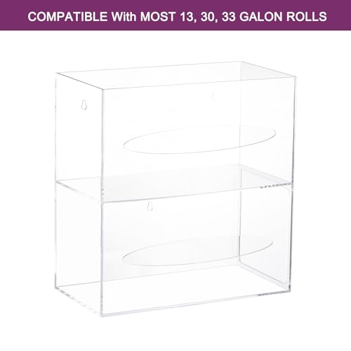 Image of uxcell Trash Bag Dispenser Roll Holder, Wall Mount Acrylic Garbage Bag Dispenser Roll Holder Double Sided for Garbage Bag Grocery Shopping Bag, (26.5 x 5.4 x 10.23 inches)