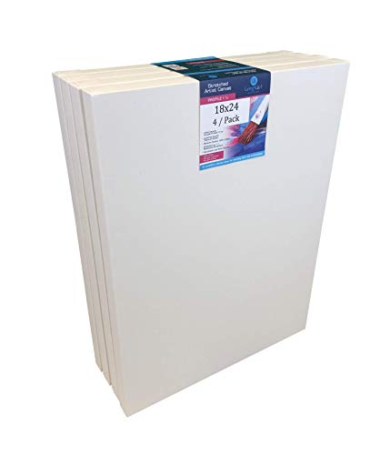 18x24 | 4 Pack | Stretched Gallery Artist Canvas | 1.5 Inch Deep | Premium Quality | Suitable for All Painting Mediums | Handcrafted in North America