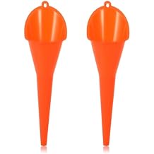 2 PCS Oil Funnel, Multi-Purpose Plastic Long Neck Oil Funnel, Automotive Use Funnels for Filling Oils Lubricants Water Diesel, Kitchen Funnels for Filling Bottles Jars Orange