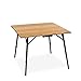 qeedo Quick Kimmy M, Campingtisch mit Bambus Tischplatte, 90 x 90 cm, Höhenverstellbar